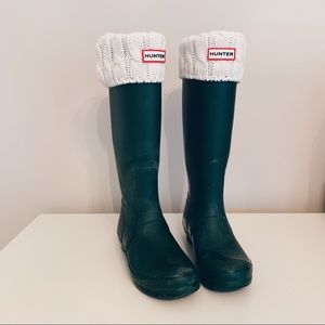 Matte Green Hunter Rainboots With Socks Size 8